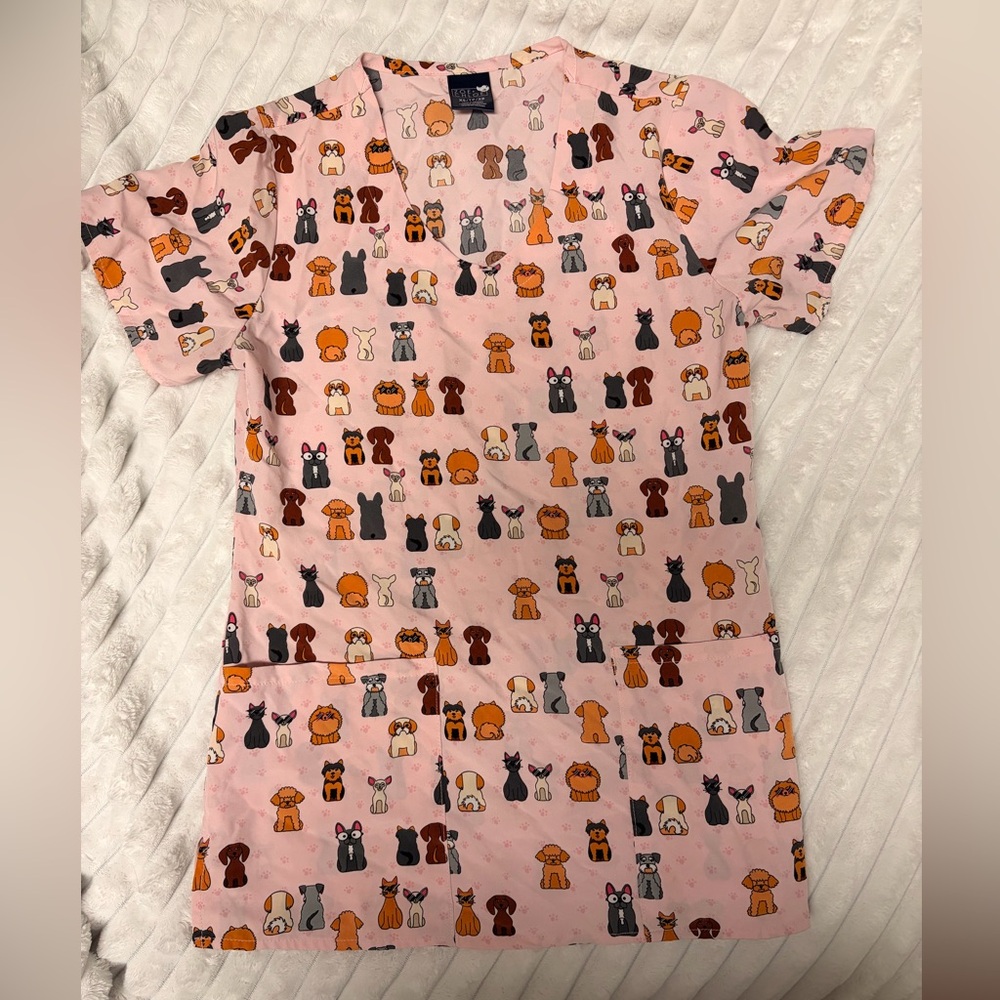 Pink Animal Print Scrub top